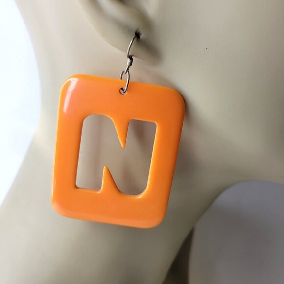 Orange Hook Earrings - Picture 2 of 2